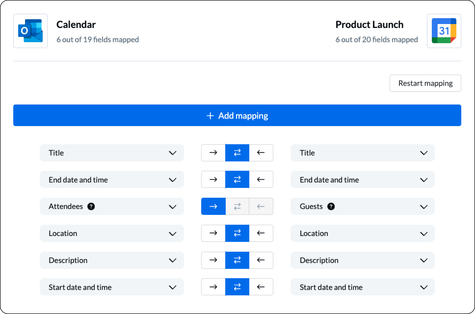 Setting fields in Outlook and Google Calendar to sync with Unito