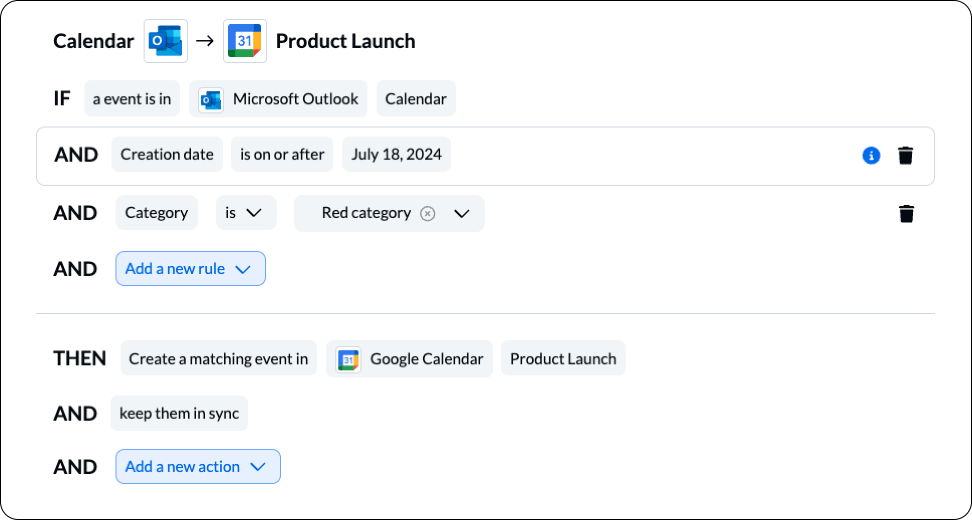 Set rules to filter specific events from Outlook to Google Calendar