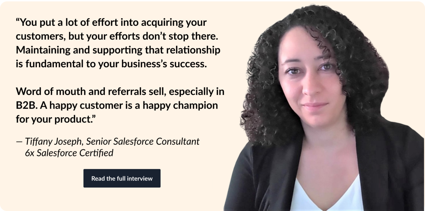 a quote from a Salesforce consultant about acquiring B2B customers with good service.