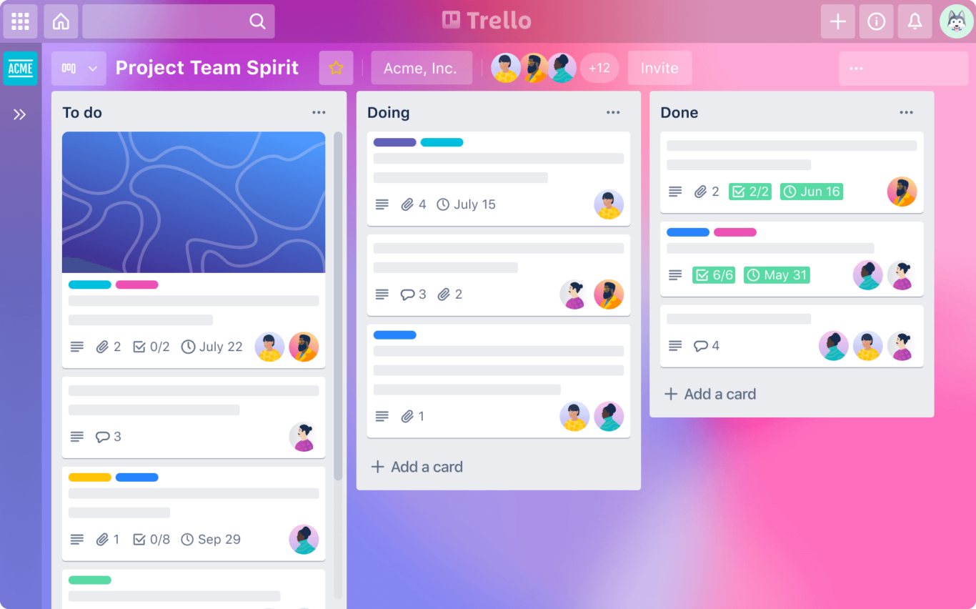 A screenshot of Trello.