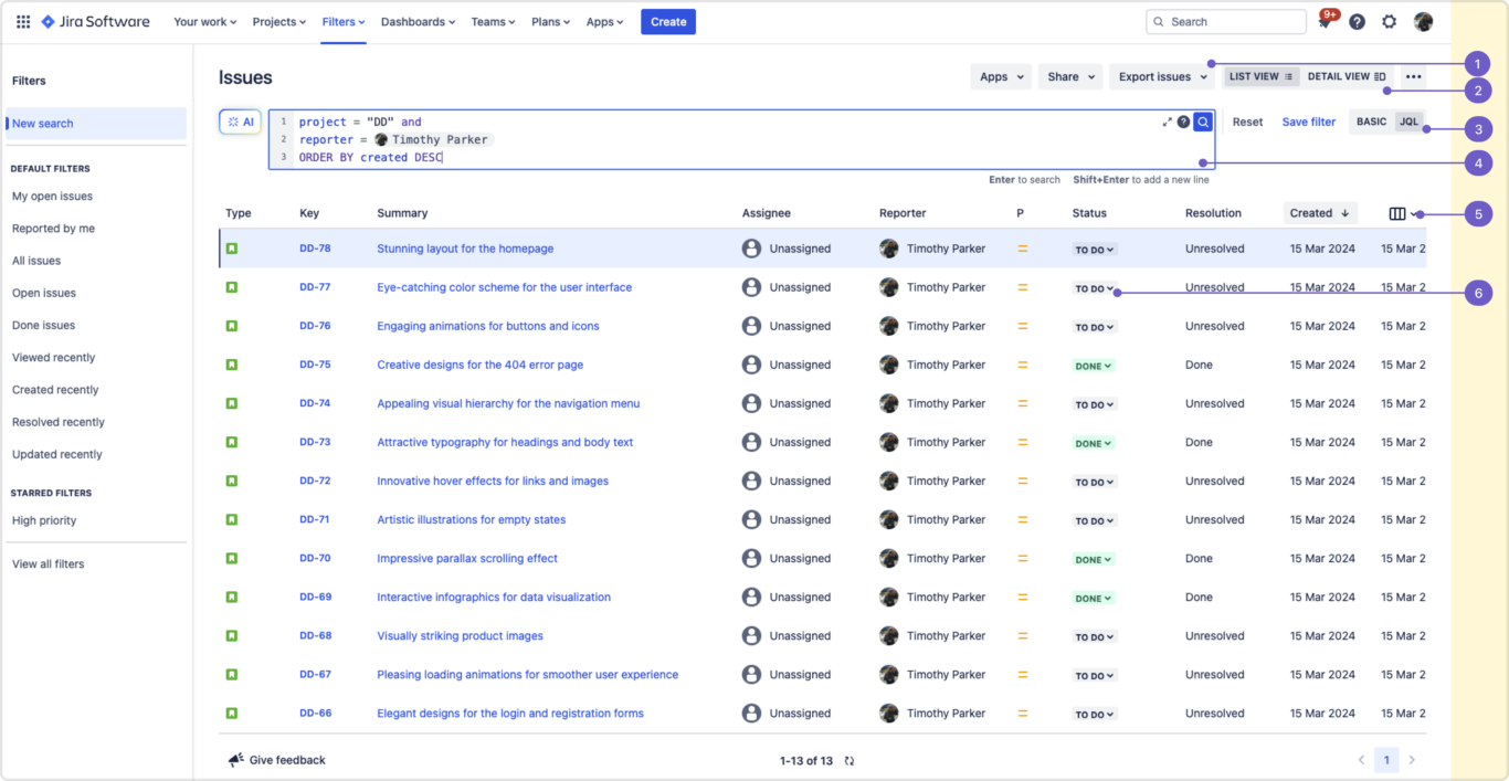 A screenshot of Jira.