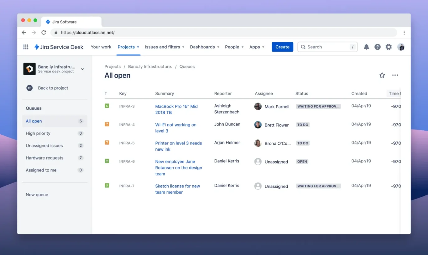 A screenshot of Jira, an example of a Jira integration.