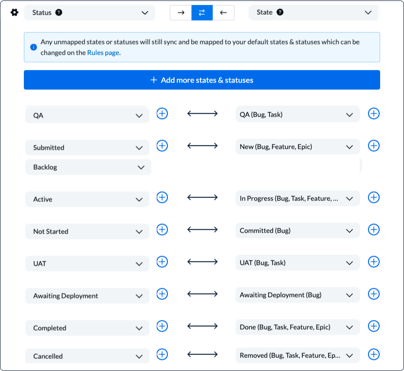 ClickUp Azure DevOps integration status synced in Unito