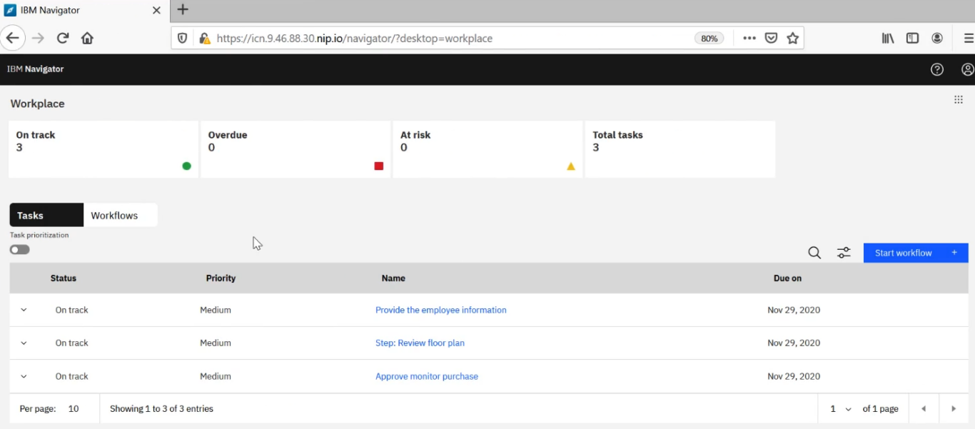 A screenshot of IBM Business Automation Workflow.