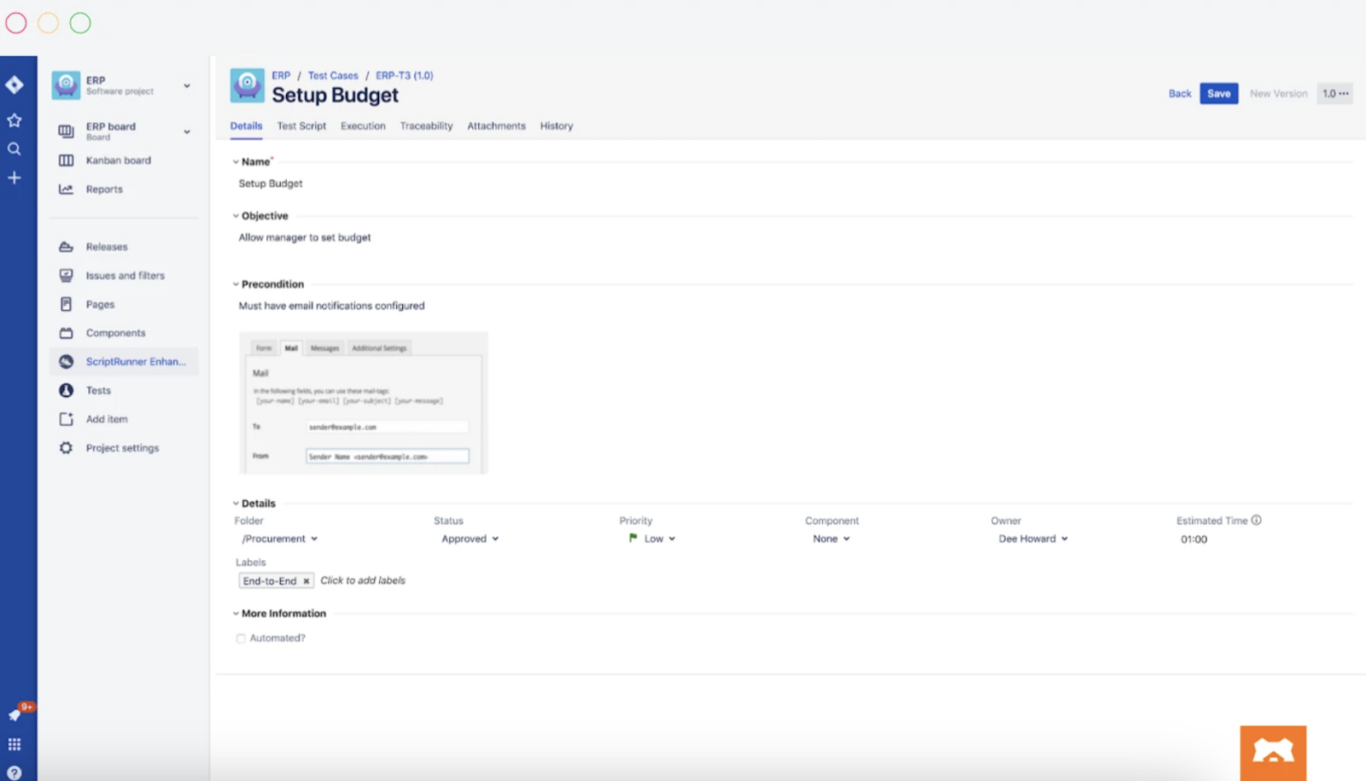 A screenshot of Zephyr Scale, one of many Jira apps.