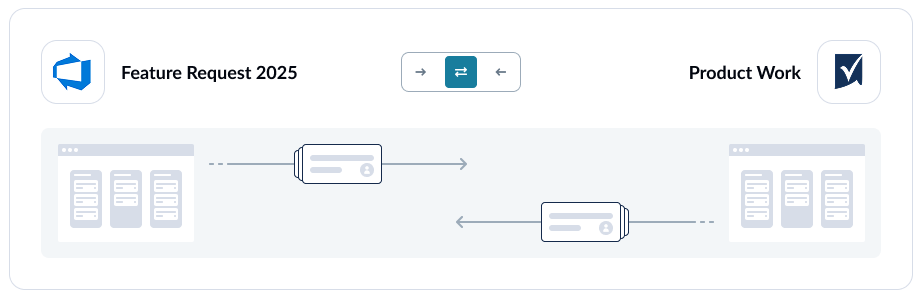 A screenshot of the flow direction screen for a flow between Azure DevOps and Smartsheet.