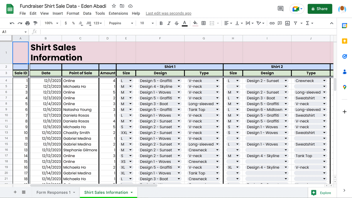 A screenshot of Google Sheets, one of the most popular spreadsheet tools on the market.