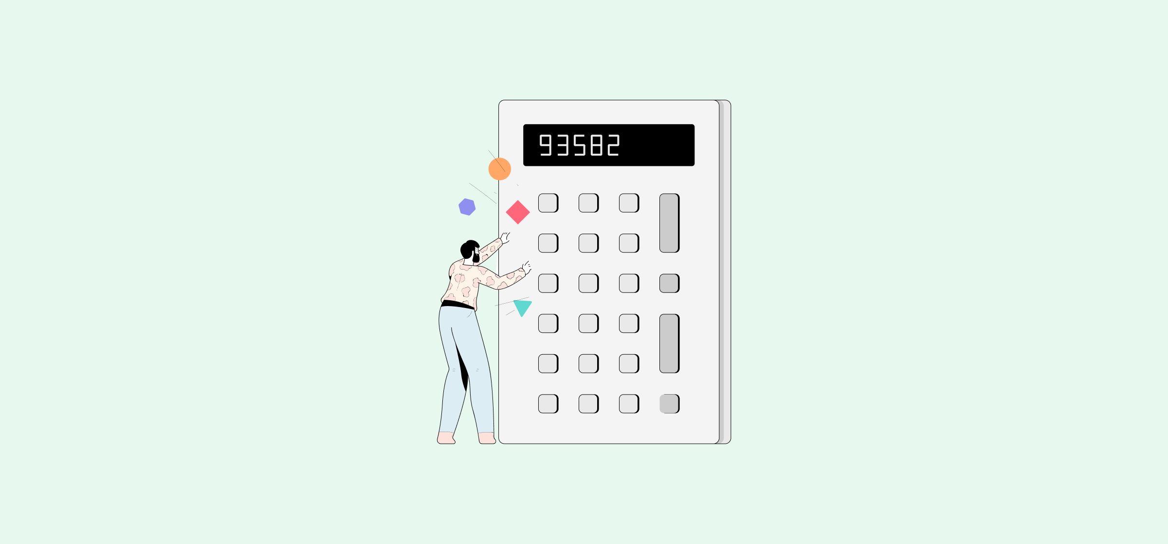 An illustration of a man at a calculator, representing a guide to integration pricing models.