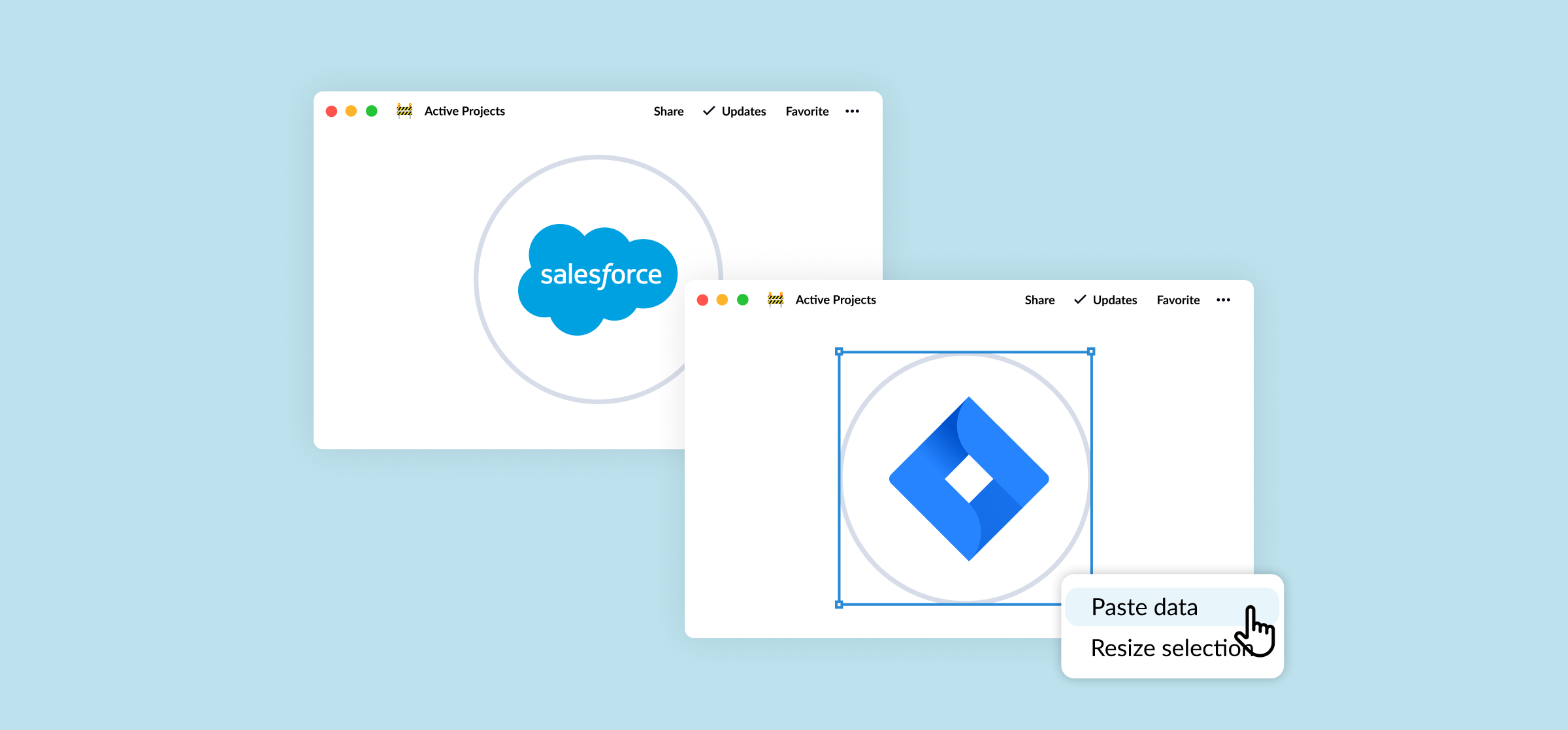 Logos for Salesforce and Jira, representing a guide to Salesforce-Jira connectors.